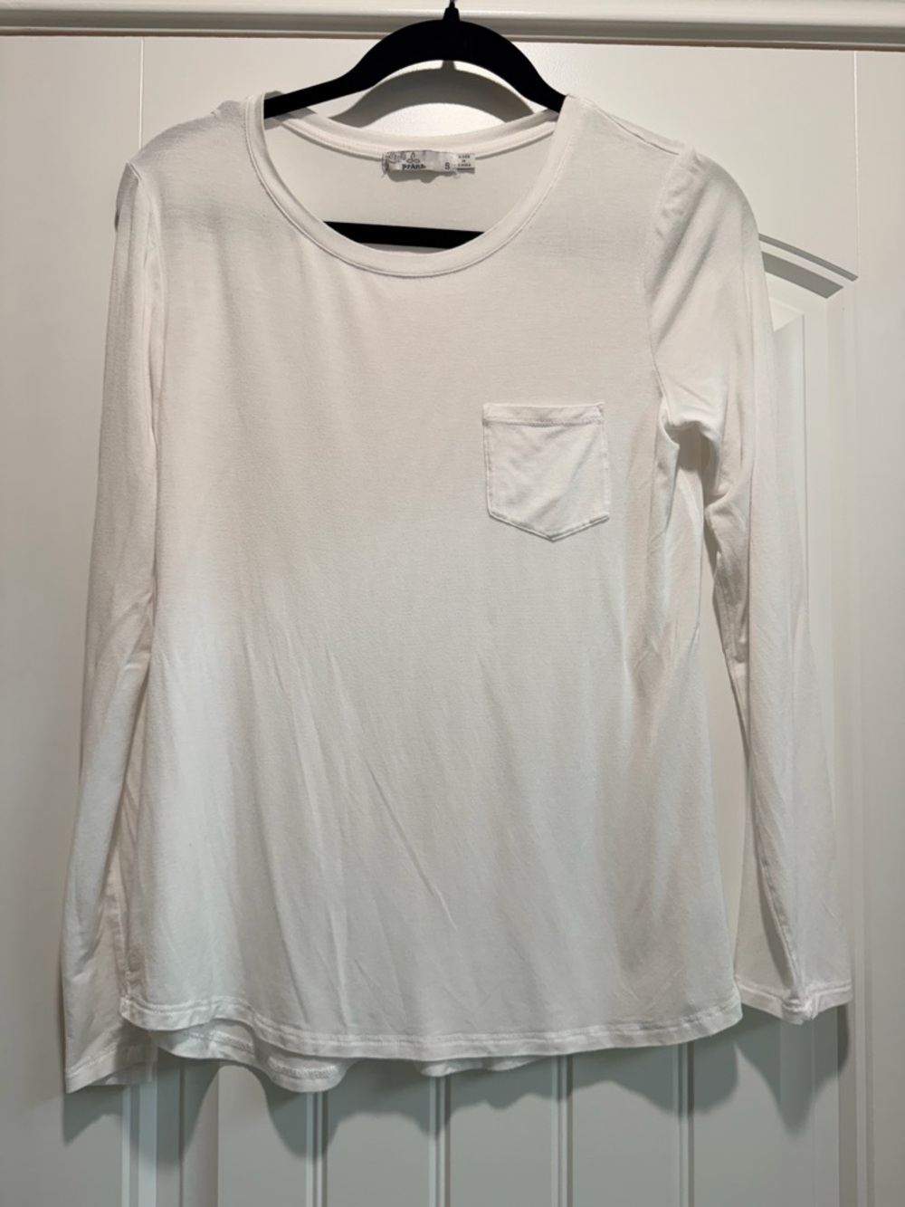 Prana White Long Sleeve Tee with Chest Pocket